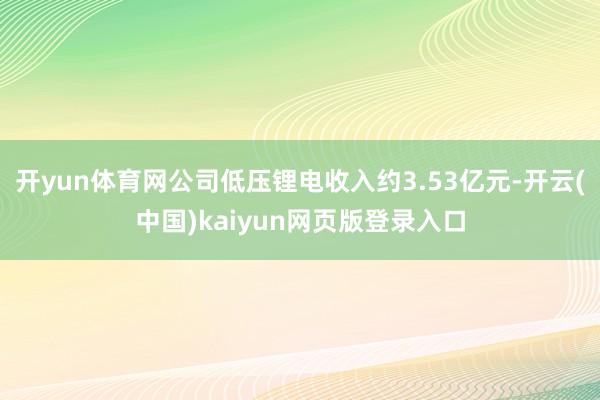 开yun体育网公司低压锂电收入约3.53亿元-开云(中国)kaiyun网页版登录入口