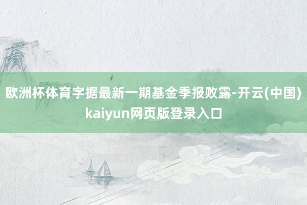 欧洲杯体育字据最新一期基金季报败露-开云(中国)kaiyun网页版登录入口